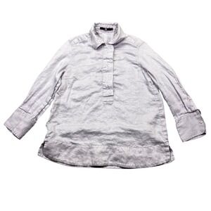 Jarbo Womens 100% Linen Popover Shirt Lavender Purple‎ Long Sleeve Size 0